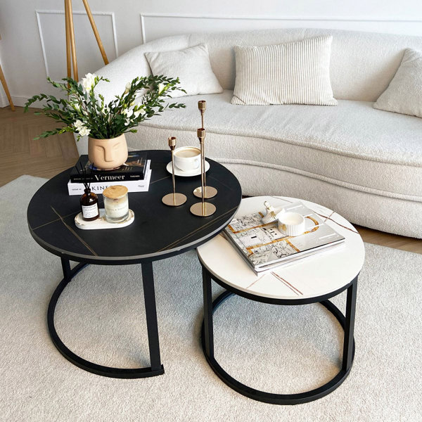 Froppi Marble Round Coffee Tables for Living Room Sintered Stone Slab